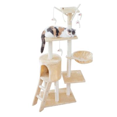 China Large 5 Viable Modern Interactive Soft Warm Layers Of Sisal Striping Cat Tree Tower for sale