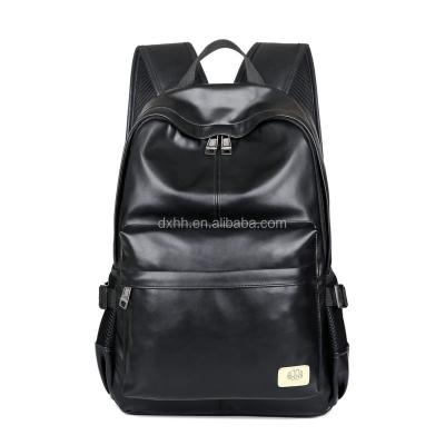 China Fashion promotional custom made black backpack logo factory price gift pu leather school backpack for men for sale