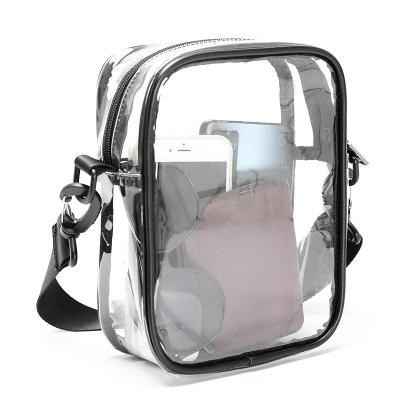 China Clear Fashion Mini Crossbody Bag For Stadium Approved Clear Transparent PVC Shoulder Bag Phone Single Purse for sale