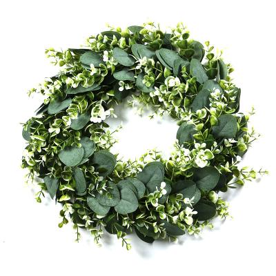 China Amazon Eco-Friendly Sell Like Hot Cakes Eucalyptus Leaves Wreath Eucalyptus Wreath Synthetic Eucalyptus Leaves Front Door Wreath for sale