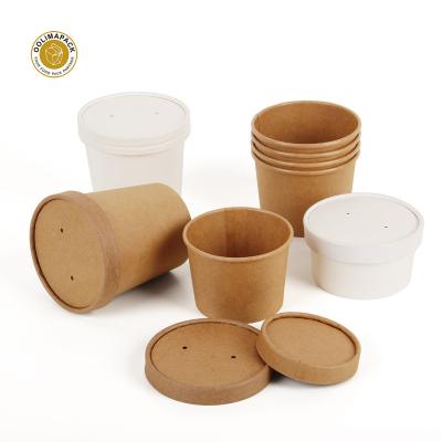 China Disposable Disposable Soup Hot Paper Bowl With Lid Soup Cup Eco Friendly for sale