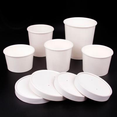 China Recyclable Custom Paper Ice Cream Cup, White/Soup Kraft Paper Cup, Hot And Cold Paper Container With Vented Flat Lid, Wholesale Take-Out Food Package for sale