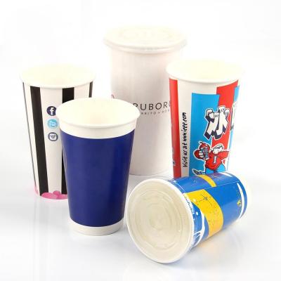 China Recyclable Cold Drinking Paper Cup With Lid , Paper Coffee Cups With Lids And Sleeve 12 Oz for sale