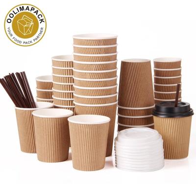 China 7OZ Ripple Wall Cup Logo Printed Disposable Paper Coffee Disposable Cups for sale