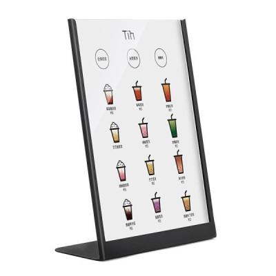 China Restaurant restaurant table card menu display ordering card price lists stainless steel L-shaped ordering card for sale