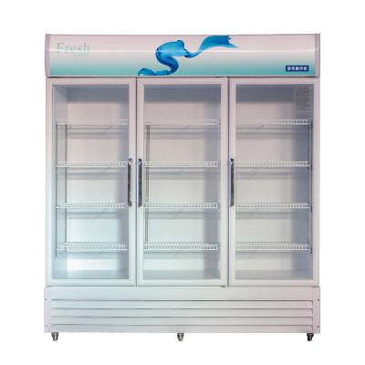 China Single-temperature Vertical Three-Door Display Cabinet For Soft Drink Supermarket Bottom Unit Glass Door Refrigerator Box for sale