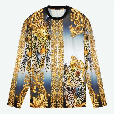 China Floral Baroque Anti Pilling Bold Design Crew Neck Long Sleeve T Shirt For Men for sale