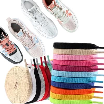 China Custom Flat Polyester Flat Lace 60cm-200cm Length 50 Color For Sneakers 8mm Lace for sale