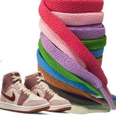 China Flat High Quality Laces Braided 8mm Wide Colorful Flat Laces For Sneaker Laces for sale