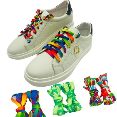 China Flat Colorful Fashion For Kids And Adults Custom Flat Sneaker Rainbow Laces for sale