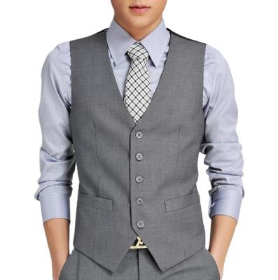 China New Design Anti-wrinkle Sleeveless Vest Formal Business Gray Cotton Suit Waistcoat Fashion Casual Suits Invest for sale