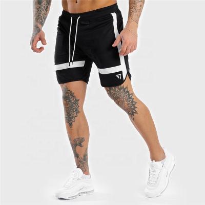 China Custom QUICK DRY Summer Shorts Gym Shorts Simple Black Color Shorts Pants Jogger Shorts With White Stripes for sale