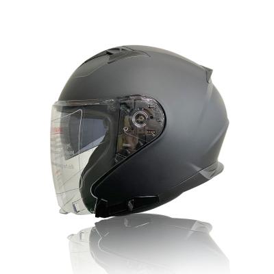 China High Quality ABS Matte Black OEM Open Face Helmet With Double Sun Visor For Motorcycle for sale