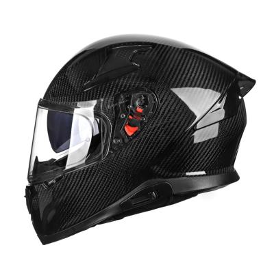 China Carbon fiber OEM carbon fiber motorcycle helmet for full face with double sun visor on the road for sale