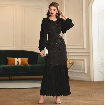 China With Beads New Fashion Islamic Clothing Muslim Maxi Dress Long Sleeve for sale