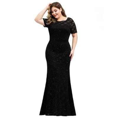 China New Black Round Neck Rhinestones 2020 Summer Anti-Static Lace Up Fishtail Fishtail Dress With Plus Size Bridesmaid Dresses For Ladies for sale