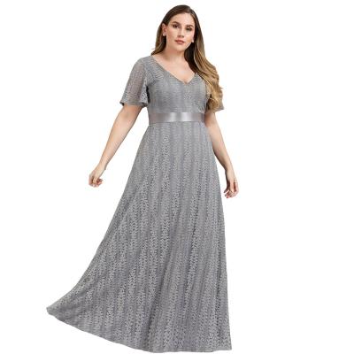 China Custom Made Anti-Static Short Sleeve Silver Bridesmaid Dresses Lady Elegant Plus Size Backless Dress Women Long Chiffon Dresses for sale