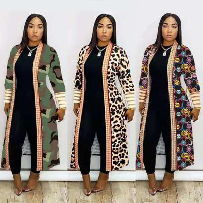 China Autumn/winter long leopard print fur coats breathable camouflage plus size coats for ladies womens coats for sale