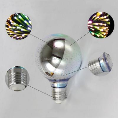 China PC LED Light Bulb E27 G95 Multicolor Colorful 3D Fireworks Ball Lights Star Burst Decoration for sale