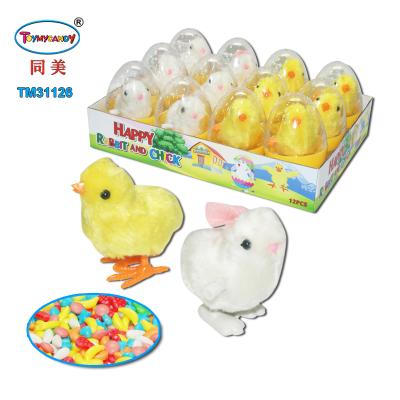 China Cartoon Toys Hot Selling Products Easter Egg For 2021 Made Of Porcelain Plastic Egg With Chicken And Rabbit And Candy Inside for sale