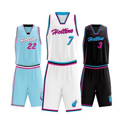 China Antibacterial good quality sublimation printed basketball set custom made mens basketball uniforms for sale