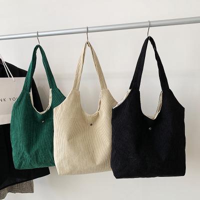 China Wholesale High Quality Multi Colored Reusable Shopping Bags Tote Bag Shoulder Bags Handbags Casual Corduroy From Factory Fashion for sale