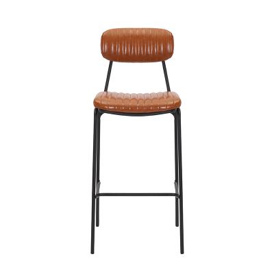 China Contemporary Dining Chairs Modern Minimalistic Furniture Synthetic Bar Stool Nordic Leather Upholstered Kitchen Bar for sale