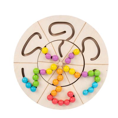 China New Arrival Wooden Kids Color Recognition Hand-eye Coordination Training Toys Wooden Fun Mental Rotary Ball Game for sale