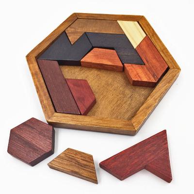 China DIY TOY Funny Puzzles Wood Geometric Anomaly Shape Jigsaw Puzzle Toys Wooden Tangram/Kids Jigsaw Board Educational Toys For Boys for sale