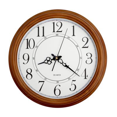 China Wholesale High Quality Antique Plastic Case Modern Glass Lens Style Wooden Wall Clock for sale