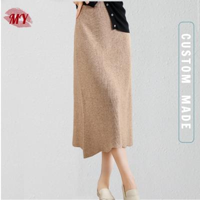 China Women's Sweater Skirt Solid Autumn Knitted Elegant Straight Skirt Midi Length Custom Length Anti-Static for sale