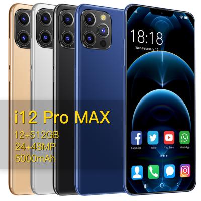 China Dual SIM Card Best sell i12 version 12GB+512GB smartphone 3G/4G/5G pro android mobile phones max support international global languages for sale