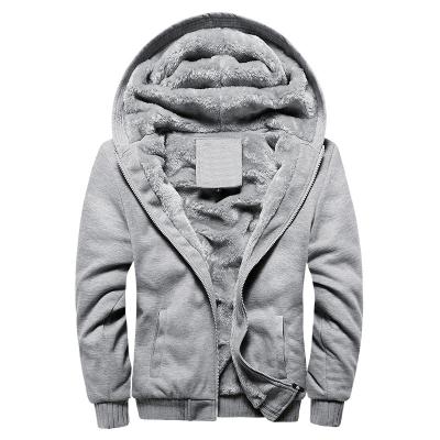 China 100% cotton 100%cotton sweater custom plus size men's sweater coat winter solid color hooded sportswear thickened coat for sale