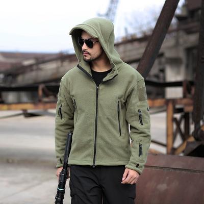 China Polyester/Cotton Mens Fleece Warm Inner Outer Jacket Plus Size Cold Proof Solid Color Hooded Jacket for sale