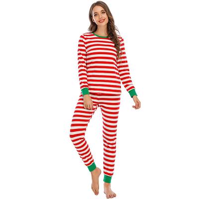 China Breathable High Quality Christmas Family Pajamas Set Long Sleeve Pants Striped Breathable Pajamas for sale