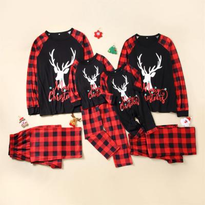 China 2021 breathable new new autumn and winter Christmas printed clothes Christmas antler pattern parent-child home suit for sale