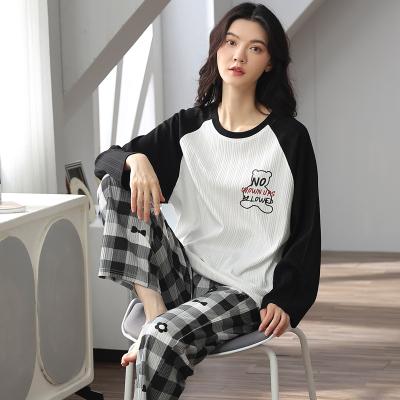 China Thermal 2022 New Design Cute Pajamas Women's Long Sleeve Spring Cotton Knit Japanese Women's Sleepwear for sale