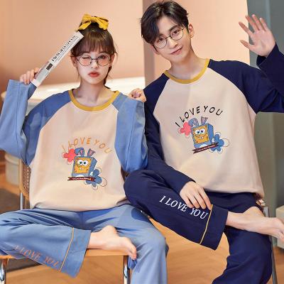 China Thermal Women's Cartoon 100% Cotton Sleepwear PAJAMAS Set Good Quality Women's Custom Knitted Pajamas Set With Pockets for sale