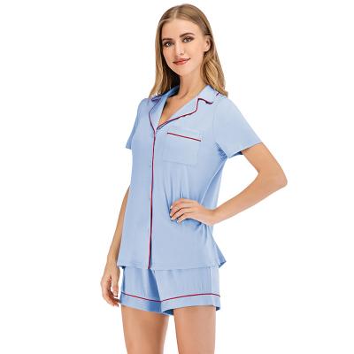 China New Style Breathable Lady Sleepwear Shorts Sleeve Shorts Knitted Summer Women Skin-friendly Pajamas Customized for sale