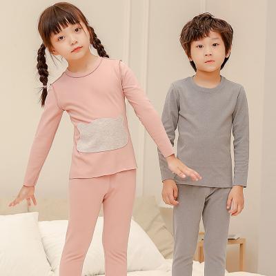 China New autumn and winter children's tummy protection thermal thermal underwear set girls' velvet inner wear based children's clothes for sale