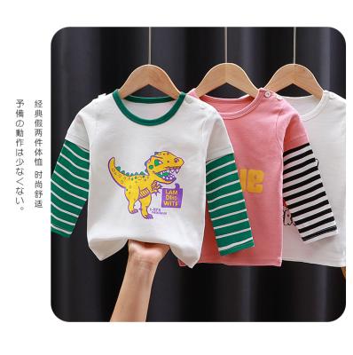 China Top 100 Cotton Inner Sleeve Long Sleeve Breathable Casual Girl's Top 100 Children's Clothes Pure Cotton Printed T-shirt for sale