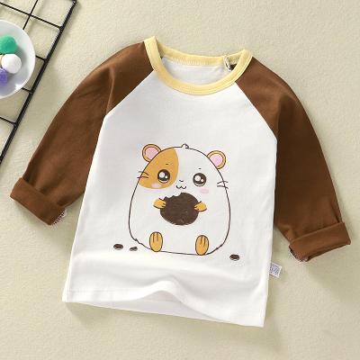 China Wholesale Breathable Cartoon Animal Printing Long Sleeve 100 Cotton T-shirt Boys T Shirts Kids T-shirt Kids T-shirt for sale