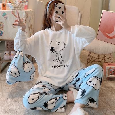 China Wholesale Popular Family Thermal Cotton Pajamas Women Holiday Flannel Cute Pajamas For Christmas for sale