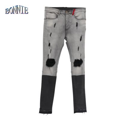 China Workable Loose Stretch Blend Denim Pants Ankle Length Ripped Skinny Fit Distressed Tight Zipper Jeans Wear Men for sale