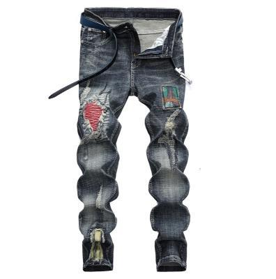 China 2021 OEM Fashion Jeans Breathable Men Gray Denim Jeans With Pattern Jeans For Men for sale