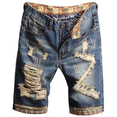 China New Wholesale Customization Men's Casual Lattice Shorts Men's Anti Fading Denim Breathable for sale