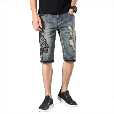 China Breathable Customize Wholesale Mens Denim Cotton Stretch Jeans Shorts Black Ripped Mens Pants for sale