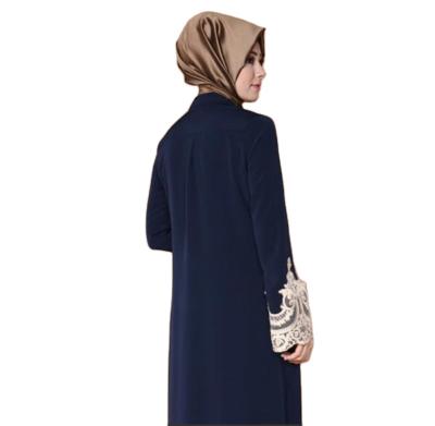 China New Arrival Elegant Women Abaya Dubai Jalabiya Wholesale Viable Lace Jilbab Maxi Dress Navy for sale