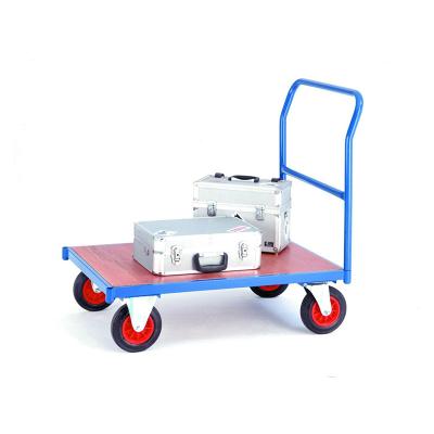 China Disassembled 400kg Warehouse Handling Heavy Duty Steel Frame Plywood Platform Platform Trolley for sale