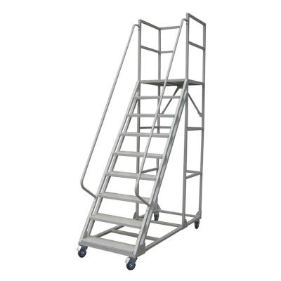 China Folding Ladders Industry Metal Load Capacity 200kg Safe 8 Steps Platform Ladder With Casters for sale